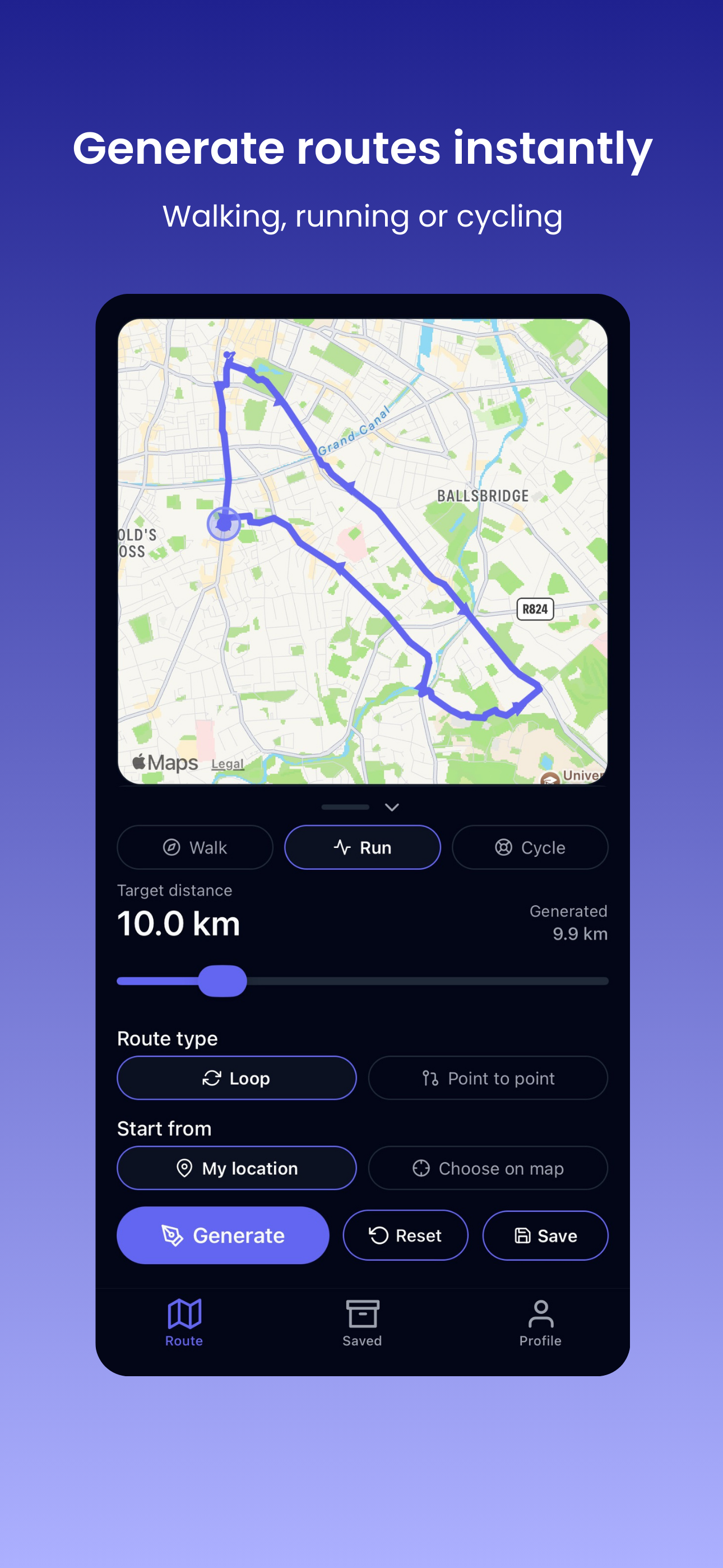 Generate routes instantly